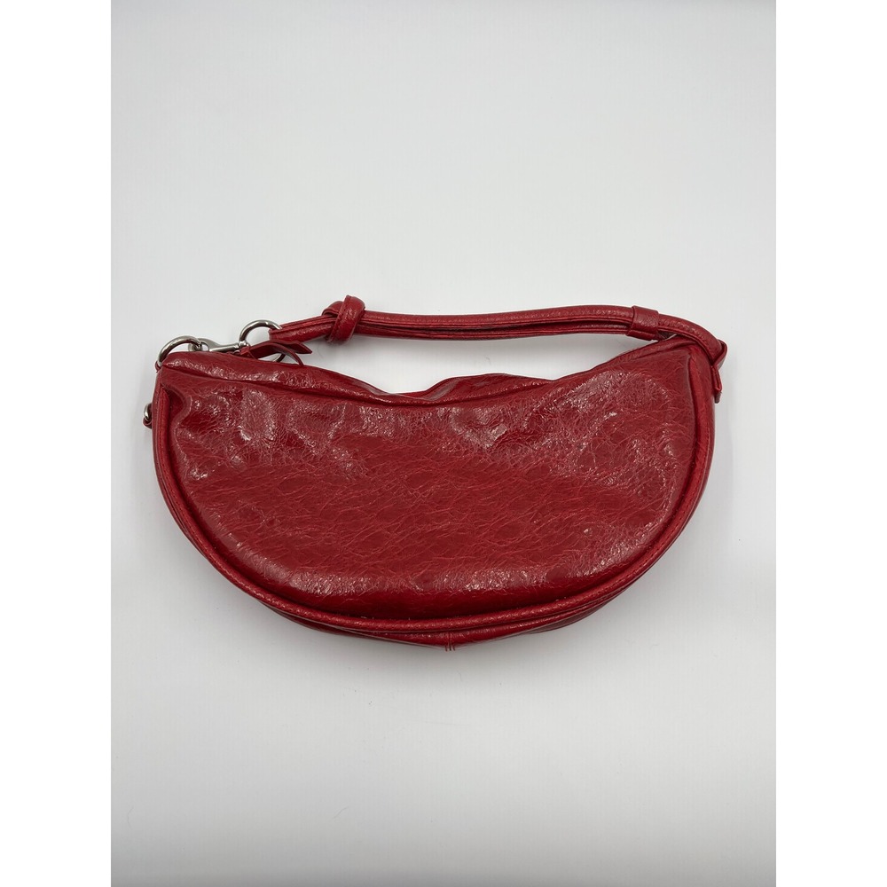 Nine West Red Faux Leather Crescent Shoulder Bag Small Hobo Handbag